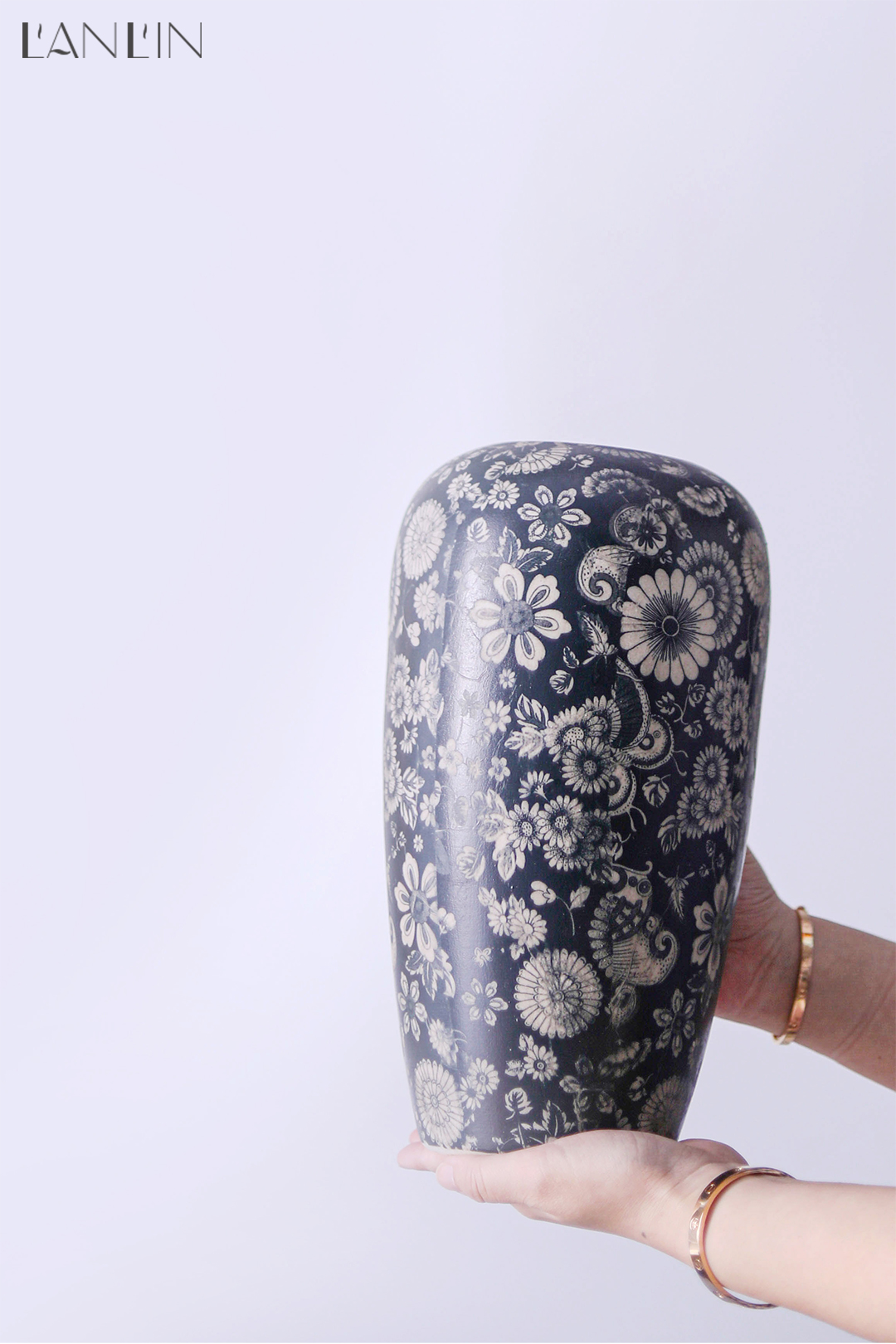 Chinese vase flower arranging blue - and - white ceramics creative zen mesa of dried flowers, flower implement contracted sitting room decorate restoring ancient ways furnishing articles