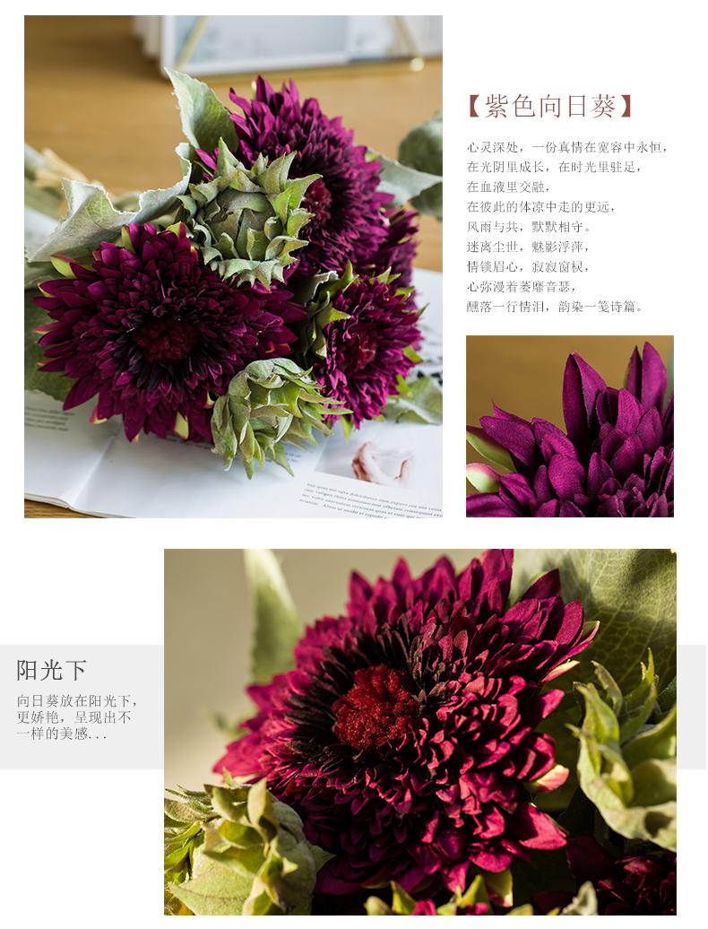 Simulation sunflower sunflower sunflower bouquet vase furnishing articles sitting room table dry flower arranging flowers, artificial flowers, flower art ceramics