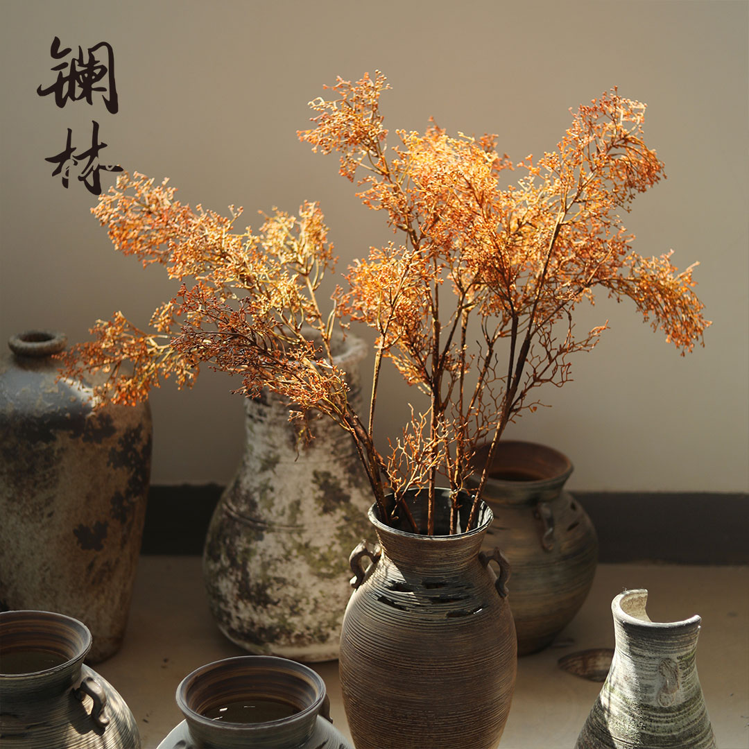 High - end vintage of autumn branch pottery vases with floral flower adornment simulation flower branches Gao Changzhi sets