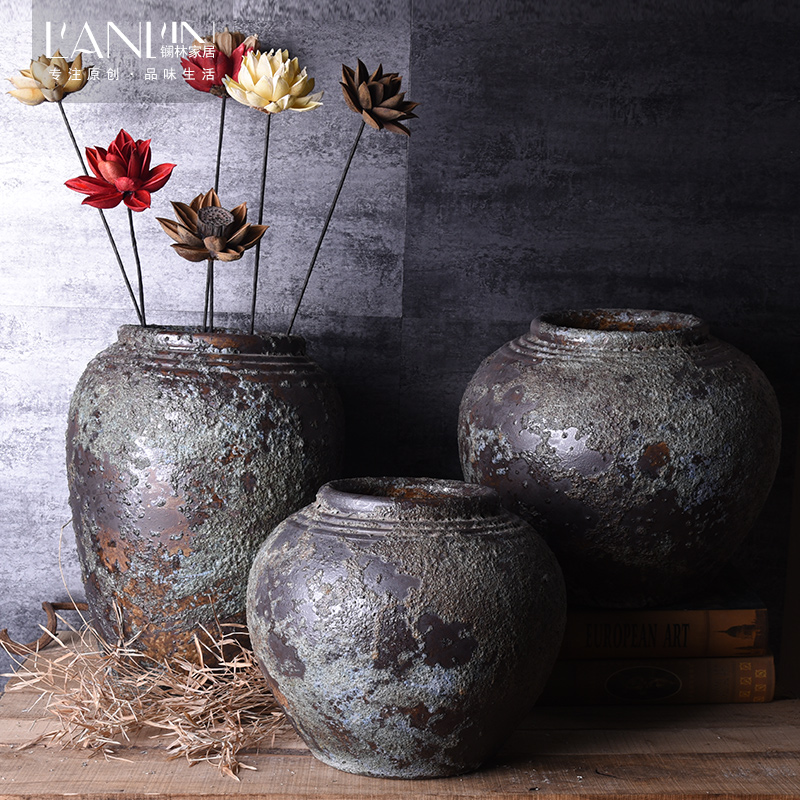 Restore ancient ways do old manual coarse some ceramic jar jar can flower, flower vases, flower pot home furnishing articles adornment of a home stay facility
