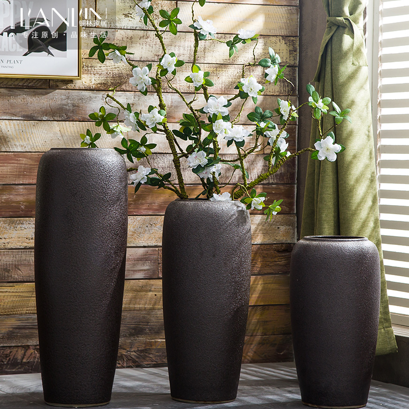 Jingdezhen vintage vase manual coarse landing some ceramic pot sitting room dry flower, flower implement hotel big flowerpot flower arranging furnishing articles