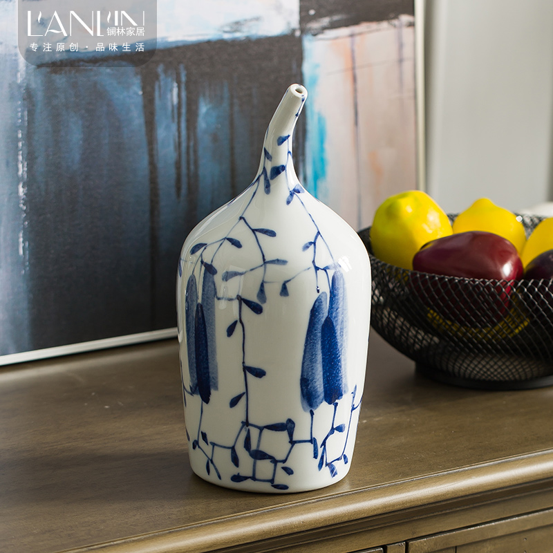 Ceramic vase furnishing articles sitting room furniture put dry flower, contracted and I art decorative flower implement wind blue and white porcelain arts and crafts