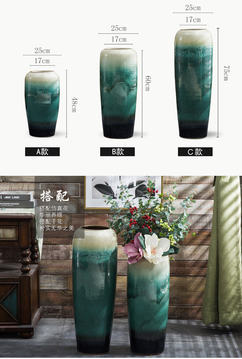 European landing big ceramic vase sitting room of I and contracted hotels puts jingdezhen dried flower simulation flower vase