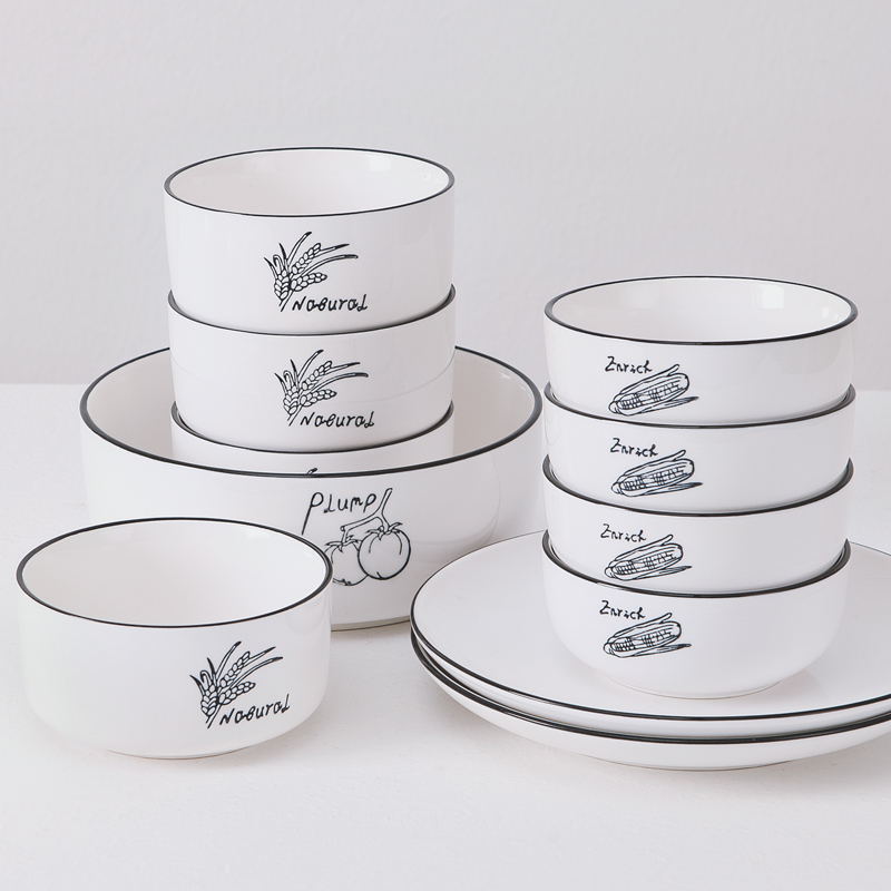 Nordic tableware of pottery and porcelain rice bowls of household rainbow such as bowl bowl bowl mercifully single ceramic bowl of fruit salad bowl