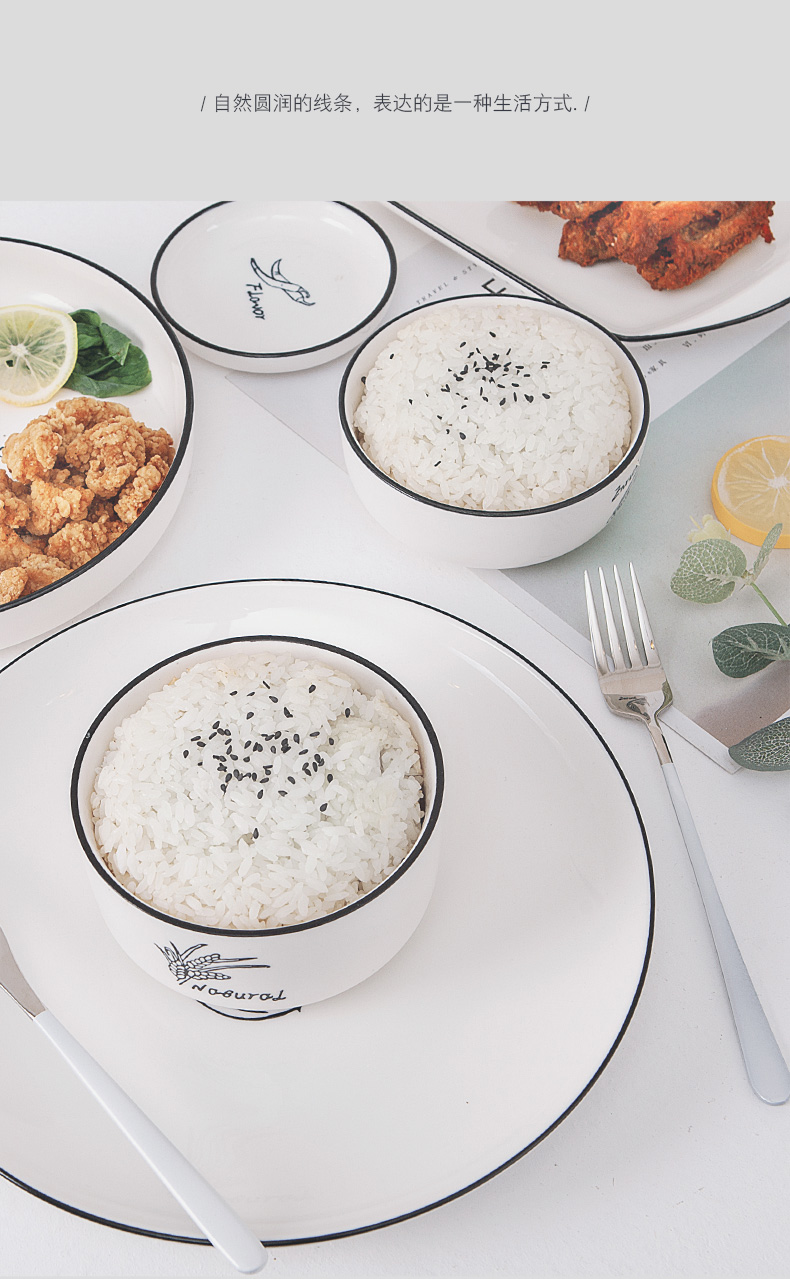 Nordic tableware of pottery and porcelain rice bowls of household rainbow such as bowl bowl bowl mercifully single ceramic bowl of fruit salad bowl