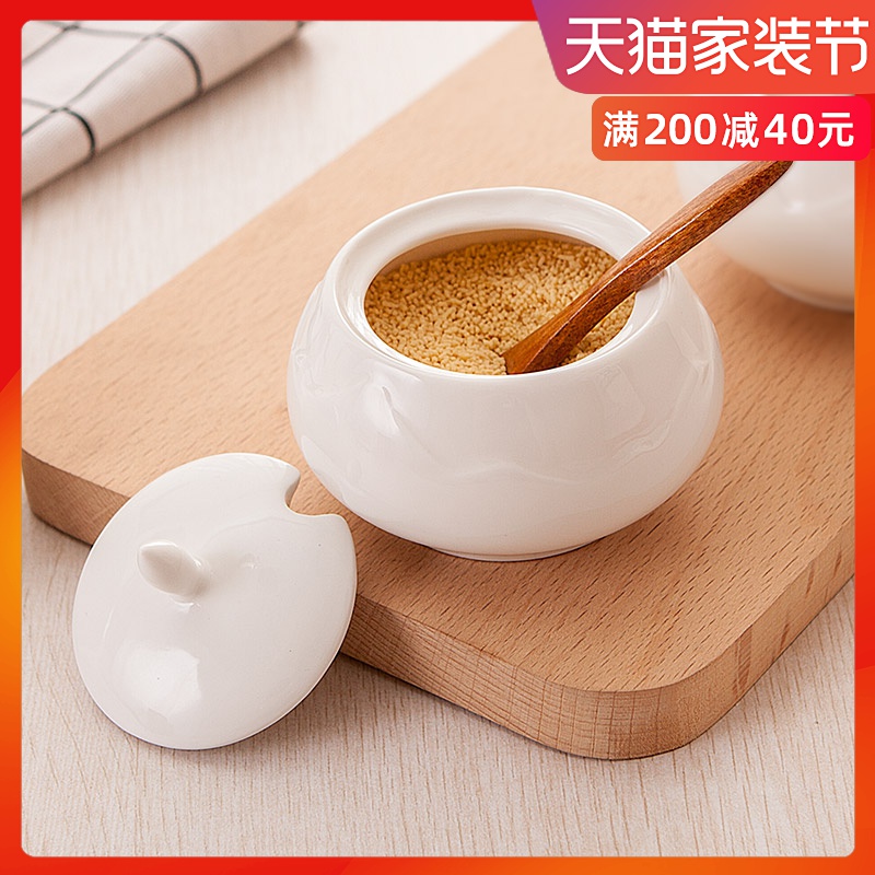 Creative kitchen seasoning can suit household condiment bottles of ceramic seasoning as cans white salt pot seasoning as cans