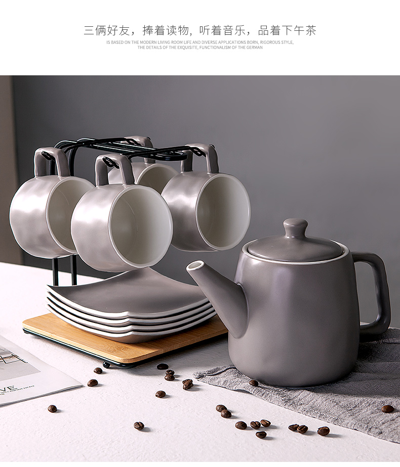 Matte enrolled ceramic cup tea cup home tea tea set ceramic teapot with a cup of water glass of a complete set of tea set
