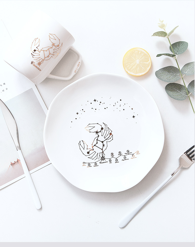 The zodiac steak plate plate household ceramics tableware Nordic plates breakfast tray was shing new western food dishes