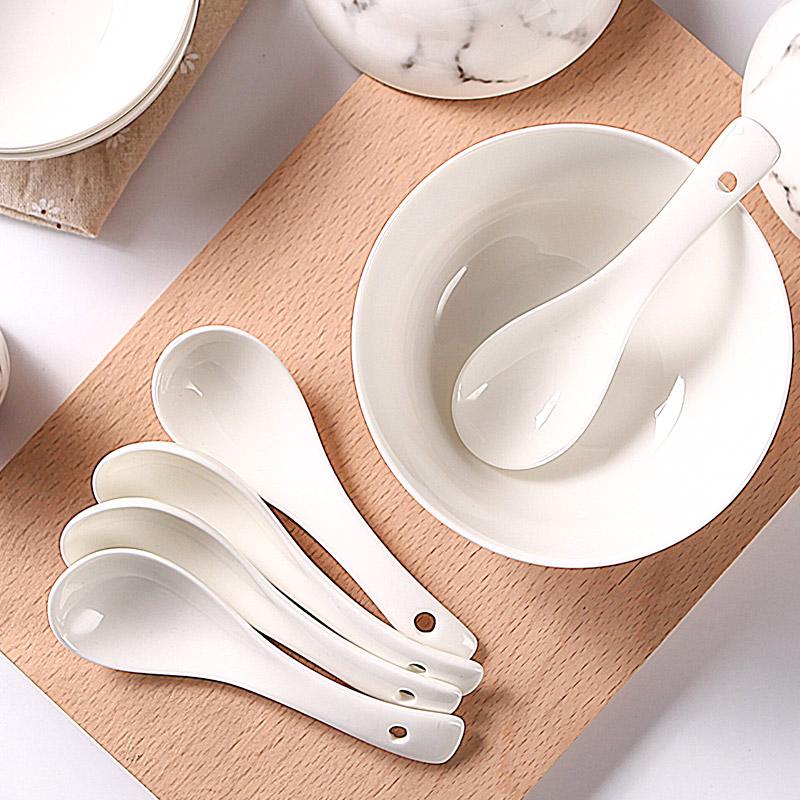 Ceramic small spoon, small spoon, smaller handle big spoon, contracted household white eat Japanese porridge spoon, run out of a spoon