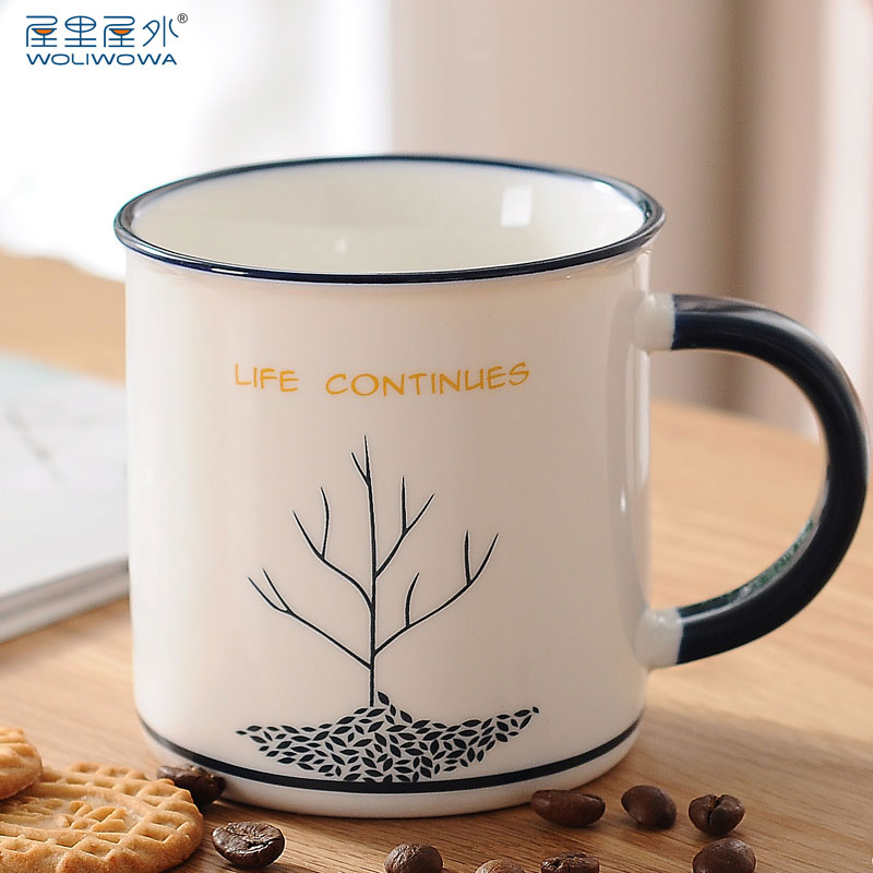 Cartoon keller contracted ceramic coffee cup milk cup imitation enamel cup Cartoon water cup a birthday present