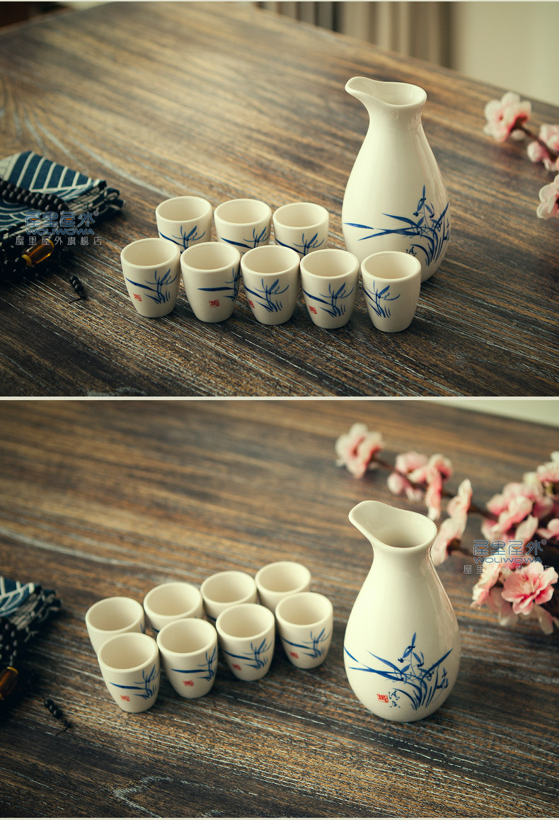 Rượu phong cách cổ đặt gốm sứ sáng tạo hộ gia đình rượu hông bình rượu vang vàng tách rượu uống thủy tinh linh tinh hộp quà tặng - Rượu vang ly uống rượu vang ocean