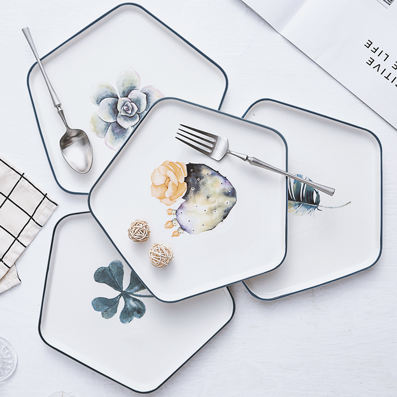 Nordic Cutlery tray Home Ceramic Tray Western Dining Tray 9 5 Inch Steak Tray Breakfast Pan Dumplings Pan