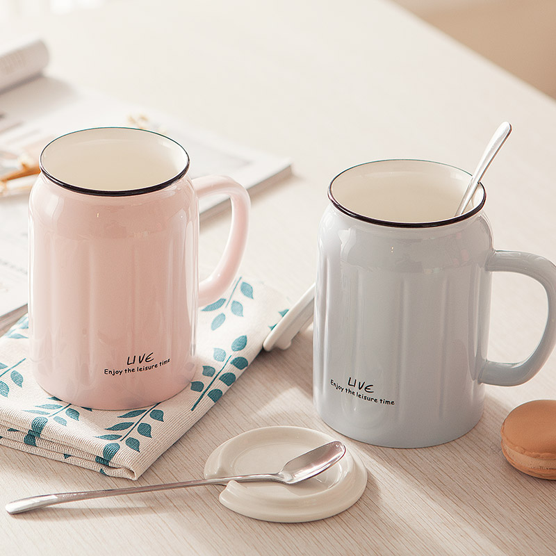 Creative move mark cup with cover run small pure and fresh and ceramic cup couples cup of flower tea ultimately responds a cup of coffee cup