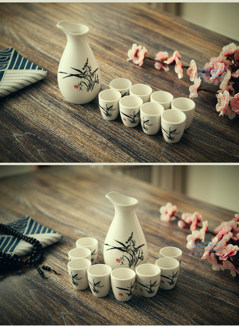 Hộ gia đình Nhật Bản phong cách ly rượu vang trắng và sứ trắng bình gốm tách rượu vang vàng một tách rượu mạnh bộ ly rượu - Rượu vang ly rượu vang cao cấp