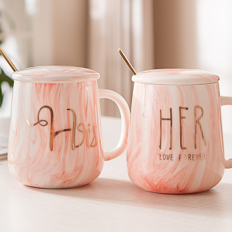 Nordic ceramic keller with spoon for a cup of creative move couples ceramic keller cup coffee cup milk cup