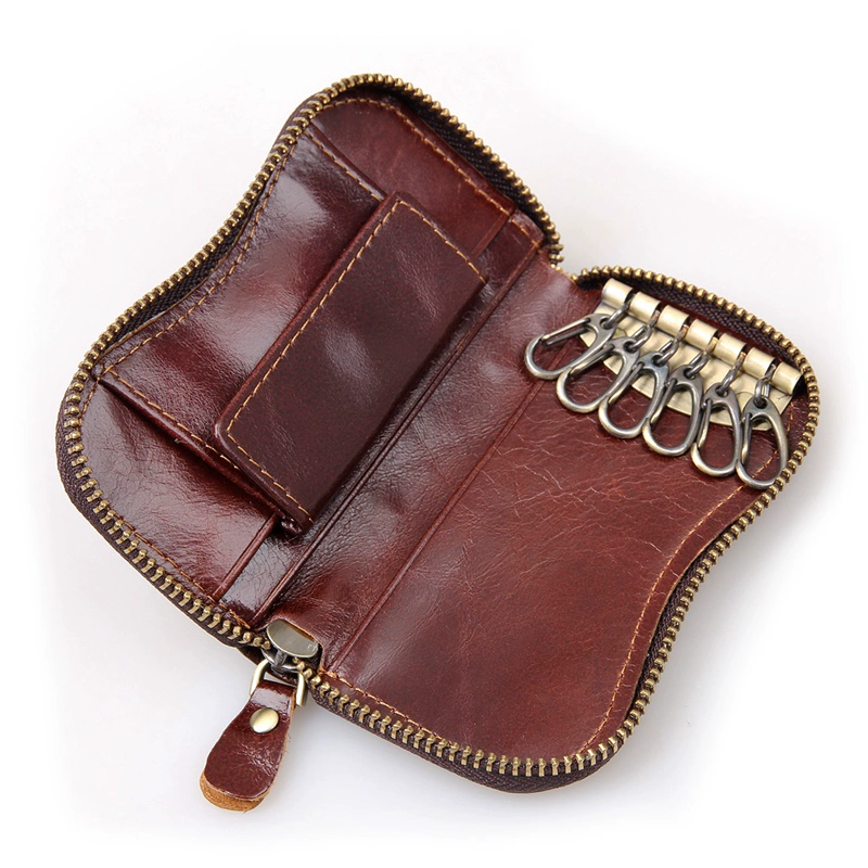 Đàn ông và phụ nữ Nhật Bản và da retro retro da đầu tiên đa chức năng túi chìa khóa xe khóa cá tính giản dị thanh niên thay đổi gói thẻ - Trường hợp chính