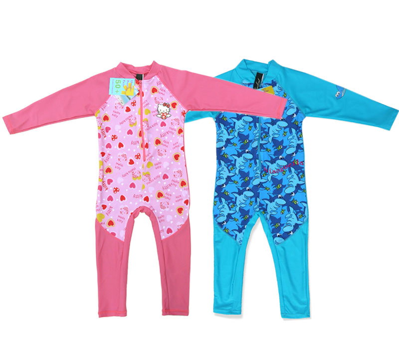 Child surfer long sleeve long pants male and female swimsuit one-piece sunscreen swimming cap small CUHK Tong Speed Dry 1 5-11 years old