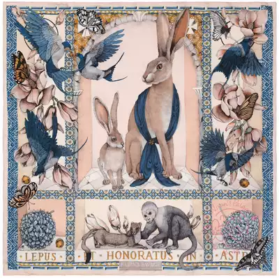 sabina savage British niche brand silk scarf THE HARES GIFT rabbit fantasy