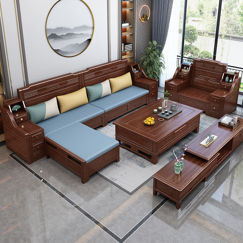 Pear mahogany sofa winter and summer dual-use modern new Chinese style corner storage large and small household living room all solid wood