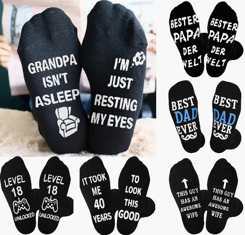 Popular Father's Day Socks, Funny Letter Socks, Best Dad Gift, Foot Sole Adhesive Mid-Calf Socks, Papa Socks Popular Father's Day Socks, Funny Letter Socks, Best Dad Gift, Foot Sole Adhesive Mid-Calf Socks, Papa Socks