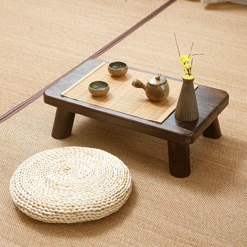 Tatami small coffee table Solid wood Kang table Low table Japanese tea table Floor table Bay Window small table Bedroom sitting bed table