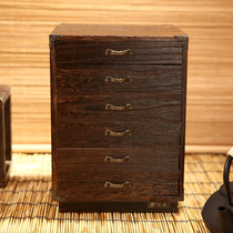 Japanese solid wood tea box multi-layer tea cake box retro style Puer tea box kung fu tea set accessories drawer type tea cabinet
