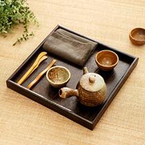 Burning tung solid wood tray Square tea tray Teahouse hotel dessert shop Small fruit plate Snack plate Teacup holder coaster