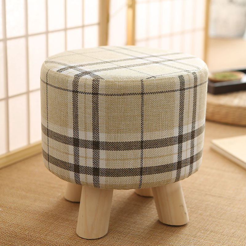 Solid wood bench round bench household fashion creative lazy people change shoes small bench bench small stool seat cushion can be removed