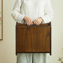 Chinese style solid wood portable cassette coaster storage box tea set accessories household cup holder tea ceremony zero configuration shelf