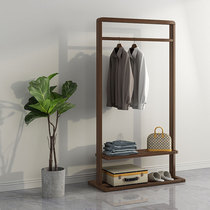 Simple modern solid wood coat rack walnut hanger floor bedroom living room log coat storage rack