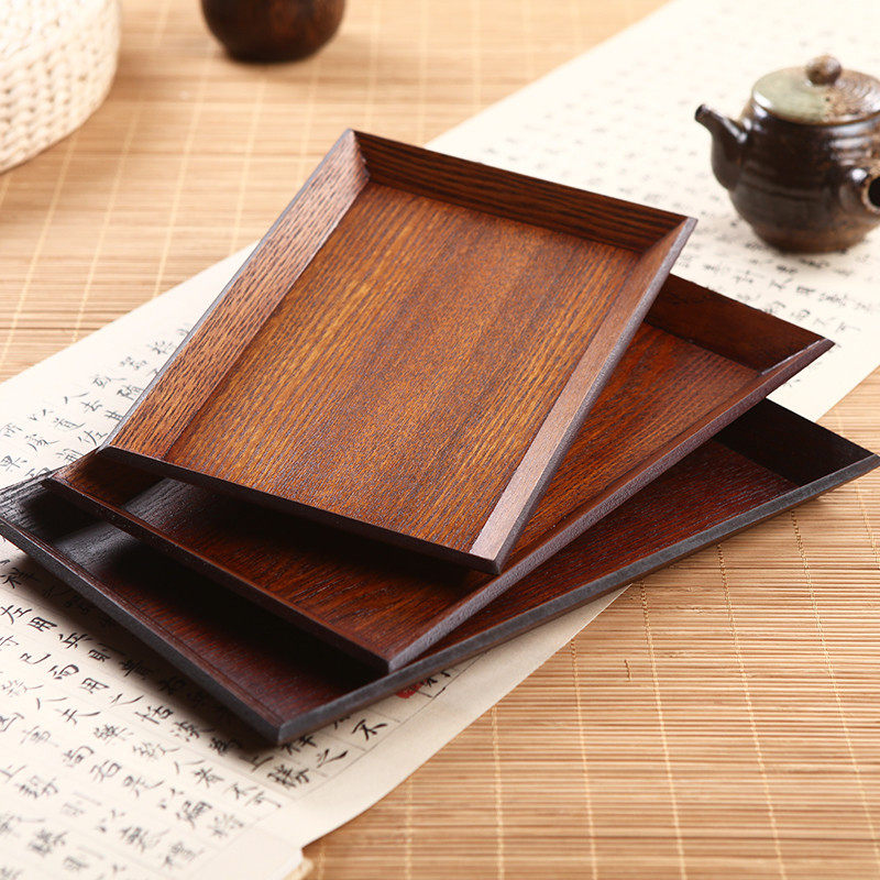 Chai Title Garden Day Style Home Solid Wood Tea Tray Living Room Tea Table Fruit Tray Kitchen Dinner Plate Floating Window Tea Nursery Three Sets