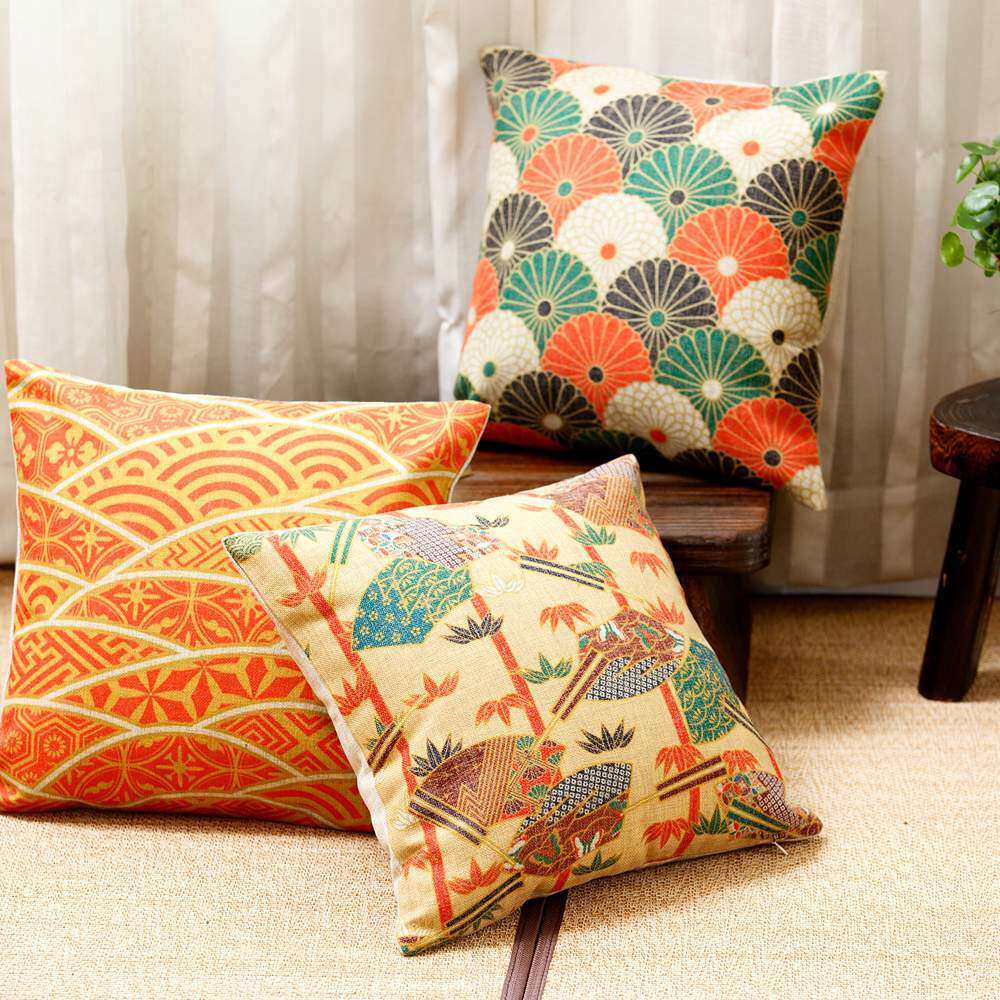 Japan-style Linen Floating drawing Pillow Sofa with pillow cushions bed Living room Home Tatami cushions Cushions Breathable by Pack