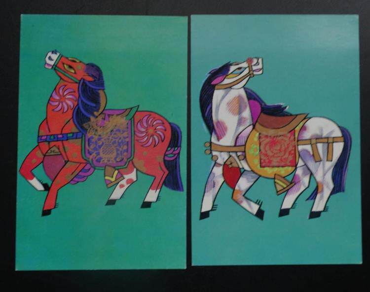 547#HP9 horse 1990 nian on Lunar New Year postage for a postcard full set of 2