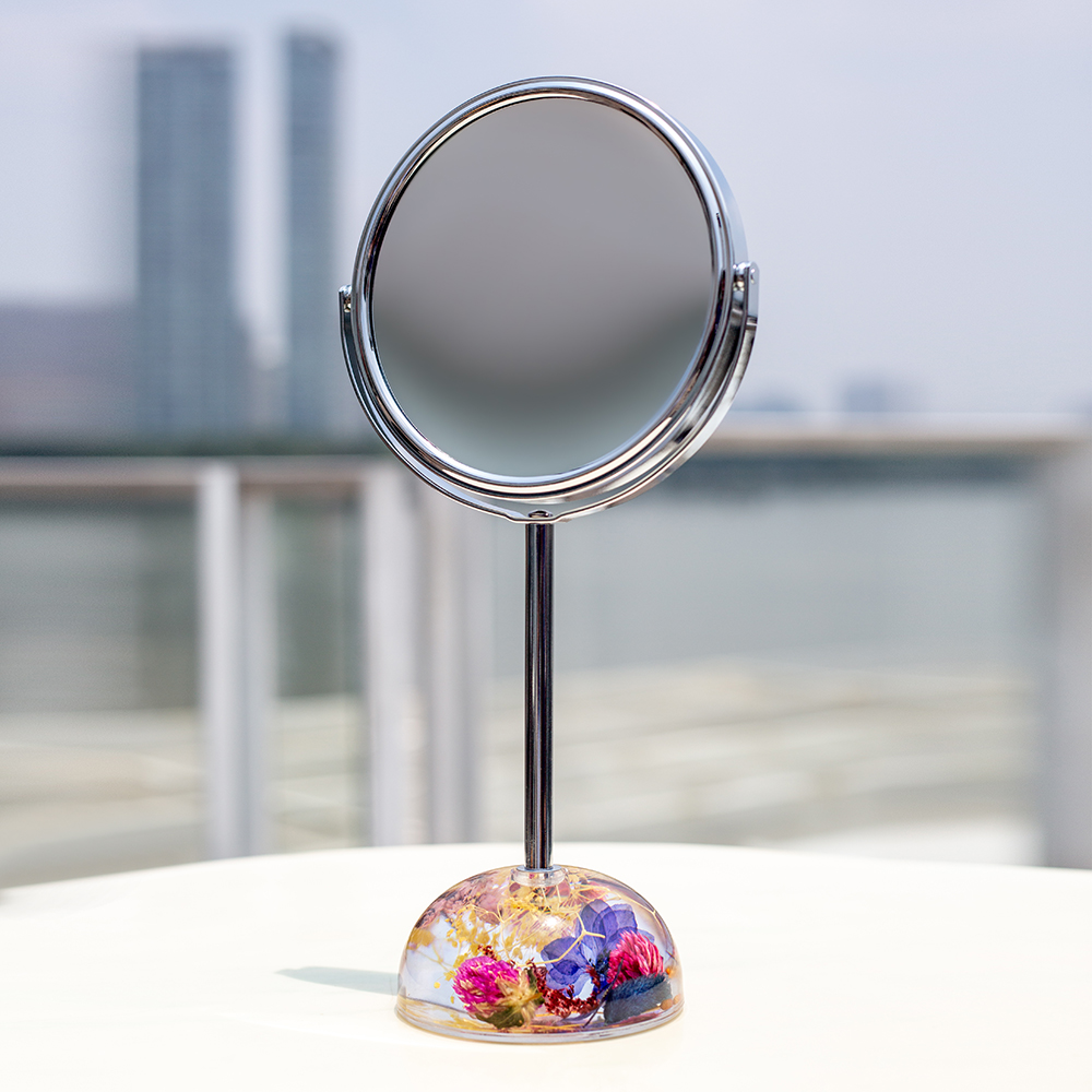 European style HD desktop makeup mirror mirror dressing mirror double-sided mirror princess mirror beauty mirror magnified desktop floating flower