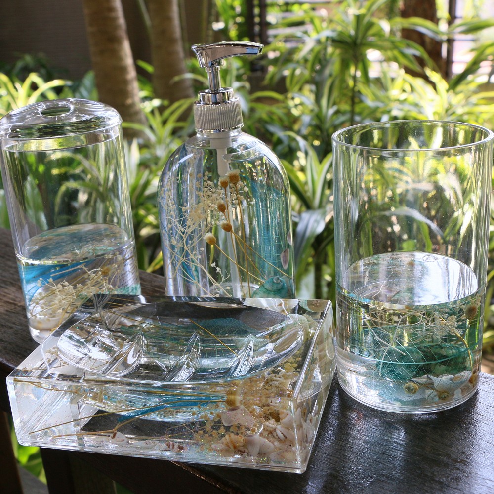 Ocean blue bathroom four or five-piece suit combination European bathroom light luxury wash suit Environmental protection plexiglass