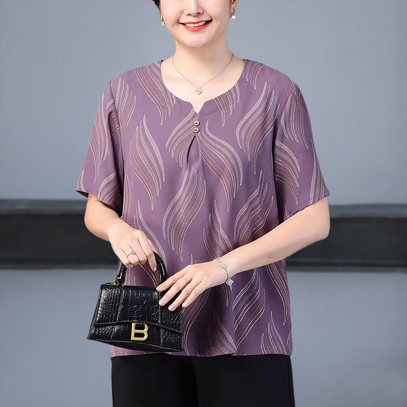 Plus-Size Short-Sleeve T-Shirt for Summer, Extra Large Size 150kg Middle-Aged and Elderly Women's Loose-Fitting Grandma Clothing 100kg