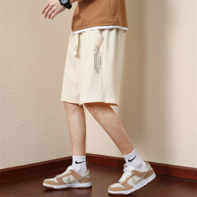 Summer waffle shorts, men's trendy thin five point beach pants, loose couple versatile oversized half length casual pants