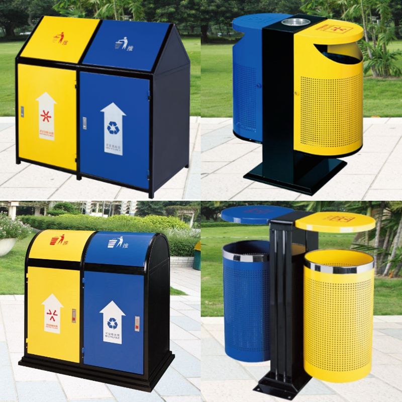 Sanitation Trash Can Outdoor Sorting Trash Can Street Outdoor Fruit Leather Case Barrel Park Community Recycling Bin Manufacturer