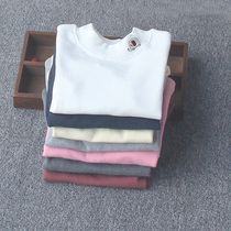 Boys autumn winter cotton half high collar hair grinding base shirt children autumn girls long sleeve T-shirt baby middle collar shirt