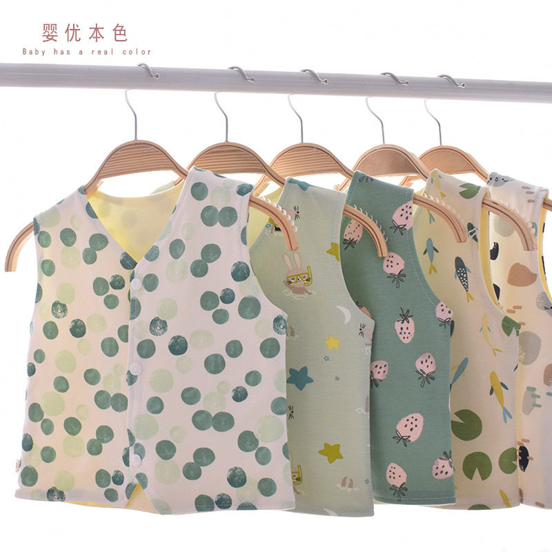 Baby Little Waistcoat Spring Fall 2022 New 100 Hitch A Girl's Pure Cotton Vest Kid Cardio-boy Kampa