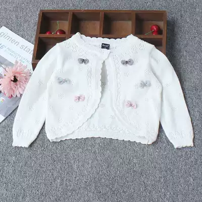 Girls small shawl cotton 2021 spring and summer thin children's knitted cardigan baby air conditioning Pang shoulder short