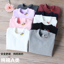 Children baby white half high collar base shirt girls Big Boys spring and autumn cotton cotton long sleeve t-shirt shirt