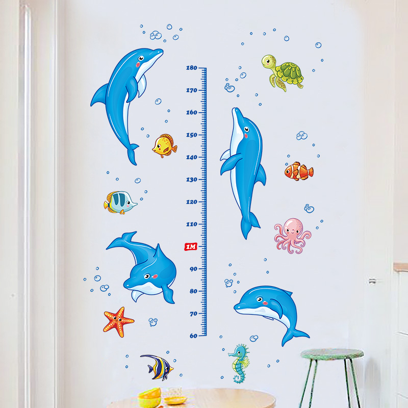Cute children's room Bedroom self-adhesive wall sticker art Removable Cartoon baby Height Sticker Ornament Wall Sticker