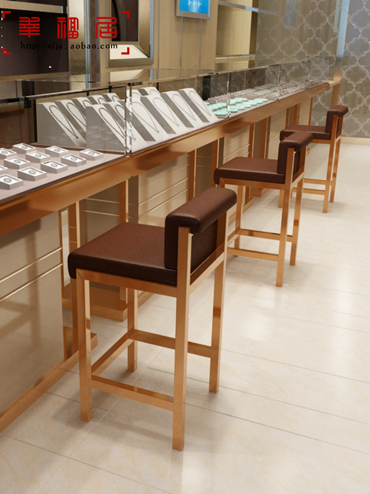 Jewelry chair Stainless steel chair Modern simple cash register counter chair high stool Bar chair backrest Jewelry store high stool