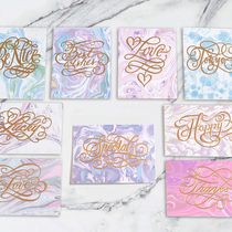 Iheno Mini Blessing Greeting Card Ink Shadow Painting Card Universal Card Thank you Card Valentine Card WISH-1729