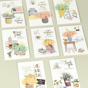 Teacher's Day Greeting Card 2026 New High-End Creative 3D Bouquet Handwritten Blessing Thank You Small Card for Elementary School Students, Children, Kindergarten, Gift for Teachers, Gift Card, Postcard 2305