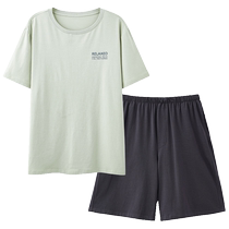 Mens pajamas mens summer 2024 new summer short-sleeved shorts plus size loose home clothes summer suit