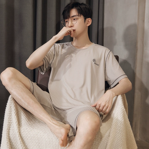 Летняя пижама, шелковый тонкий летний комплект, короткий рукав