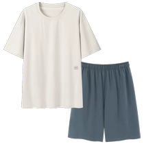 2024 New Summer Pajamas Mens Modal Home Clothes Short Sleeve Shorts Set Mens Summer Ice Silk Two-piece Set