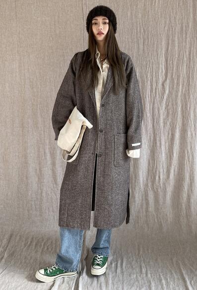 Emperor Korea direct mail hard goods stylenanda solid color wool coat